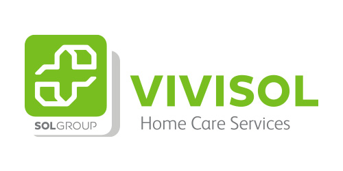 Das VIVISOL-Logo, das den Schriftzug „VIVISOL Home Care Services“ und das Logo der SOL-Group zeigt, um die Zugehörigkeit zum internationalen Konzern zu verdeutlichen.
